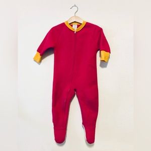 Vintage Hot Pink & Yellow Footie Blanket Pajamas